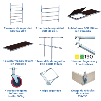 Torre de andamio móvil 135x190x420 m | LÍNEA ECO